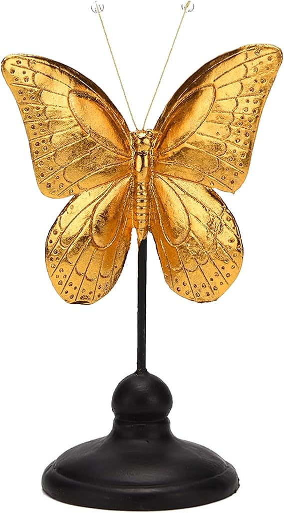 BRABUD Resin Butterfly Statue Modern Decor 9.1in (H) Gold & Black