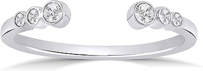 La Joya 110-14 CT TW Certified Lab Grown Open Diamond Ring Bands | Solid 10k White Gold Diamond Wedding Band Ring | Sparkling GH VSSI Diamond Ring for Women