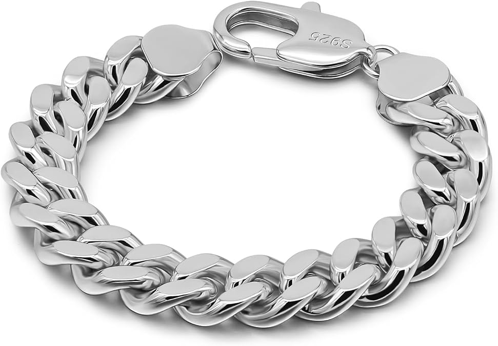 Dankadi Italian Men 925 Sterling Silver Bracelet 8-10-12MM Solid Miami Cuban Link Curb Chain 7" 7.5" 8" 8.5" 9" 9.5" 10" Bangle Man Jewelry Gift