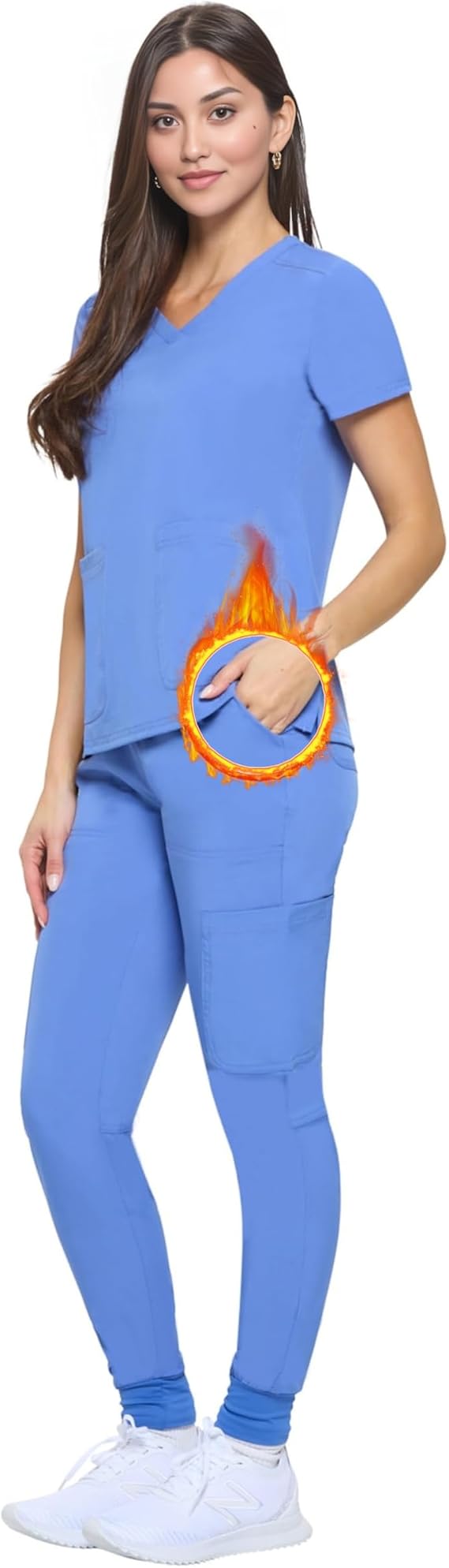 Women's Essential Scrub Set Cool Stretch Jogger Scrub Top and Pant Nursing Uniform Clearance Workwear