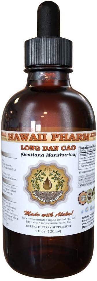 HawaiiPharm Long Dan Cao Tincture, Long Dan Cao, Chinese Gentian (Gentiana Manshurica) Root Liquid Extract, Herbal Supplement 2 oz