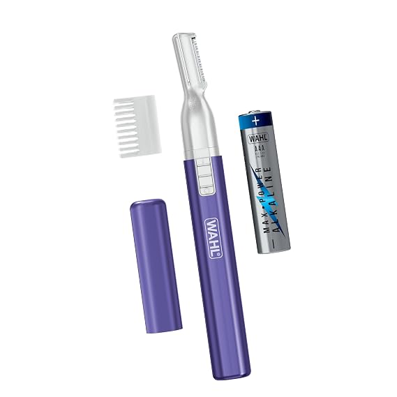 Wahl Clean & Confident Female Battery Pen Trimmer with Rinseable Blades for Eyebrows, Facial Hair, Light Grooming- Hygienic Grooming & Easy Cleaning with Battery Included - Model 5640-100