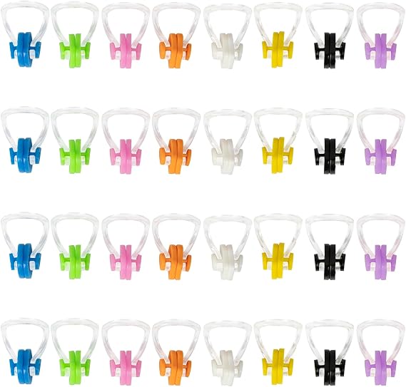 32 Pcs Swimming Nose Clip for Kids Age 7+ and Adults, 8 Colors