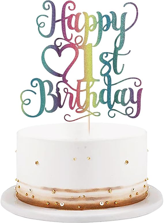 Color Flash Happy 1st Birthday Cake Topper Boys and girls Happy birthday Cake Topper Children's party cake decorations Hello 1st cake topper Happy 1st birthday party decorations