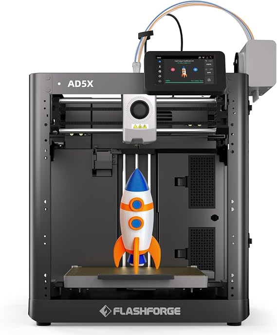 Flashforge AD5X Multicolor 3D Printer, 600mm/s High-Speed 3D Printer with 300 C Nozzle, Auto Leveling and PEI Flexible Plate, 220x220x220mm