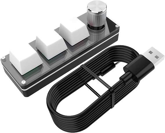 Macro Keypad - Programmable Knob | One-handed Mechanical Keyboard with 10 Keys Copy Paste | Office Gamepad with Rotary Encoder for Business, Work, Study, Adult
