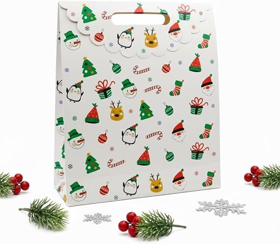 25x32 cm Premium Kalite Yılbaşı Hediye Paketi – Zarf Model Karton Çanta, Yılbaşı Hediye Kutusu, Dayanıklı Karton Malzeme ile Şık Tasarım