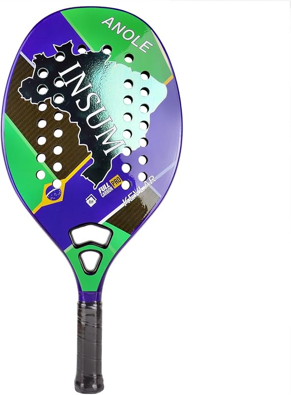 INSUM Beach Tennis Racket Carbon Fiber Surface with Sand Grit Print, Lightweight EVA Soft Racquet, with Cover Bag for Carry