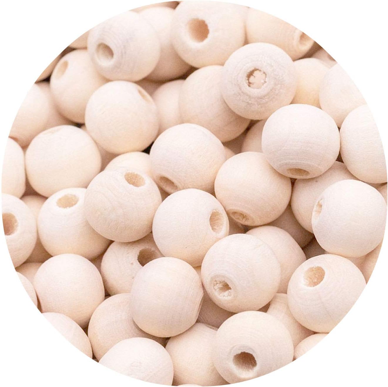 MJIYA Natural Wooden Beads, Round Beads Loose Beads Rustic Country Beads Suitable for DIY Jewelry Making, Home Decoration 50pcs 18mm, Beige