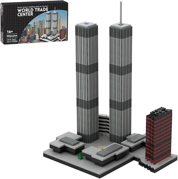 Architecture World Trade Center, New York Skyline Model Set, 1:2000 Micro Mini Blocks Famous Architecture Collection Building Kit Gift for Adult, Designed by bru_bri_mocs - 982 Piece