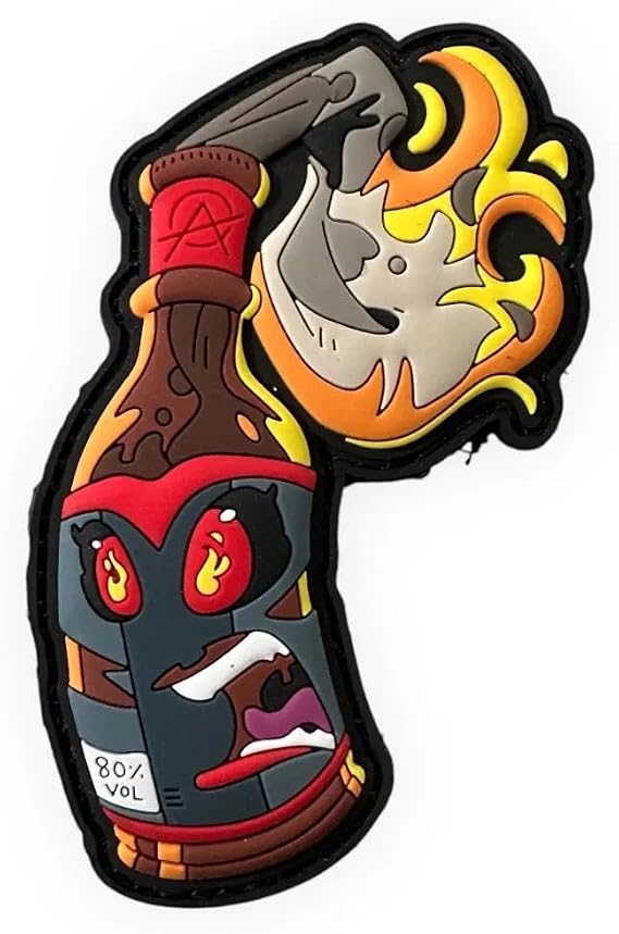 Patchlab x HIWEZ BoomBros Molotov Morale Patch PVC Rubber with Hook Backing and Some Short Fuse that is Always Burning - if You Like to Blow Stuff Thats Your Patch