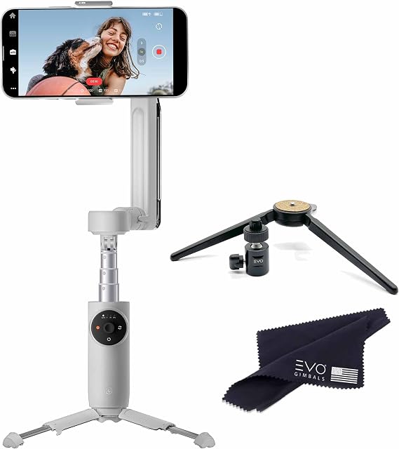 Insta360 Flow - AI-Powered Smartphone Stabilizer, Auto Tracking Phone Gimbal, 3-Axis Stabilization, Built-in Selfie Stick, Portable & Foldable with EVO Gimbals Aluminum Tripod(Stone Gray)