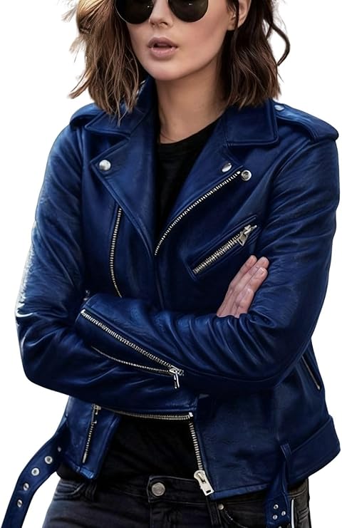 Women's With Blet Work Asymmetrical Jackets Zipper Slim Fitted Coats Side Pockets Lapel Collar Jackets