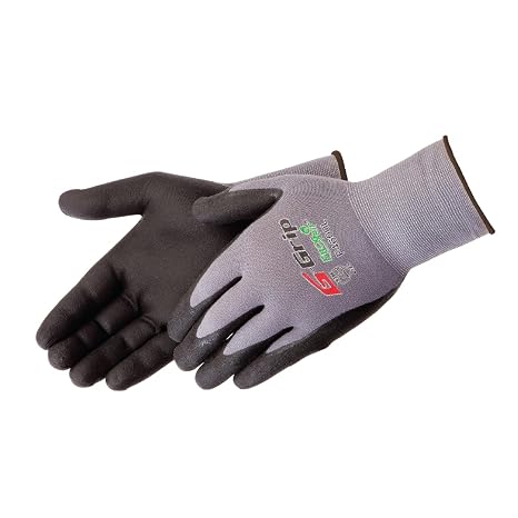 Liberty F4600 G-Grip Micro-Foam Nitrile Palm Coated Seamless Gloves with 15-Gauge Nylon Shell | Ideal for Automotive, Manufacturing, General Purpose | Gray/Black, X-Small (Pack of 12)