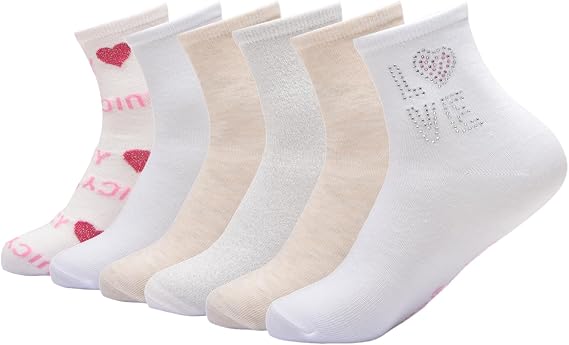 Juicy Couture womens 6 Pack Juicy Couture Love Juicy Crown Shortie Crew Socks