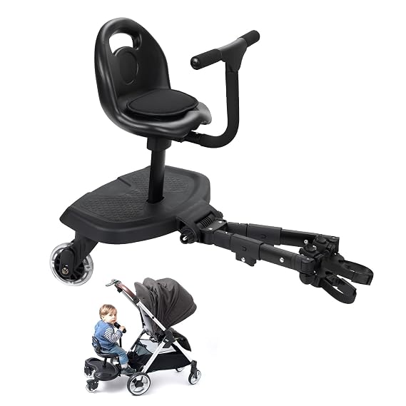 Universal 2-in-1 Stroller Board,Child Rider Stroller Attachment with Saddle Seat and Standing Platform ,Quick and Easy to Use, Safety Design 2025 Upgrade