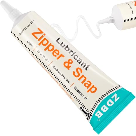 ZDBB Zipper Lubricant for Plastic Metal Snap Zipper Ease Lube Grease, 1oz | Clear, Non-Toxic Waterproof & Long-Lasting, Smooth Glide for Jackets, Tents, Boat Covers, Wetsuits, Jeans & Gear Bags