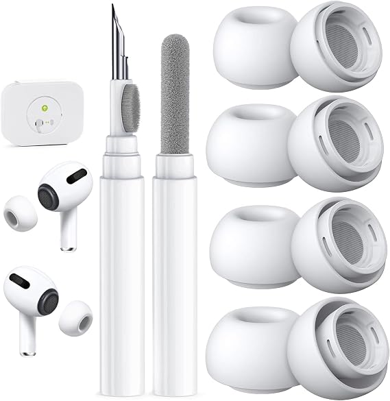 4 Pairs Replacement Ear Tips for AirPods Pro 2nd/1st (White)
