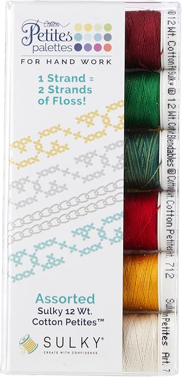 Sulky Sampler 12wt Cotton Petites 6/Pkg, Christmas Collection Assortment