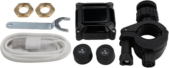 Wireless TPMS With 2 External Sensors, 7 Alarm Modes For Motorcycle/E-Bike, Real-Time Pressure & Temp Monitor, Waterproof(M6)