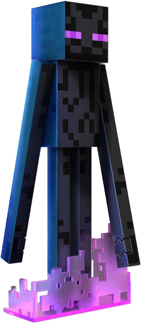 Mattel Minecraft Diamond Enderman Action Figure with Accessories Including Flocked Glass Block 5.5" Toy Collectible HLN40