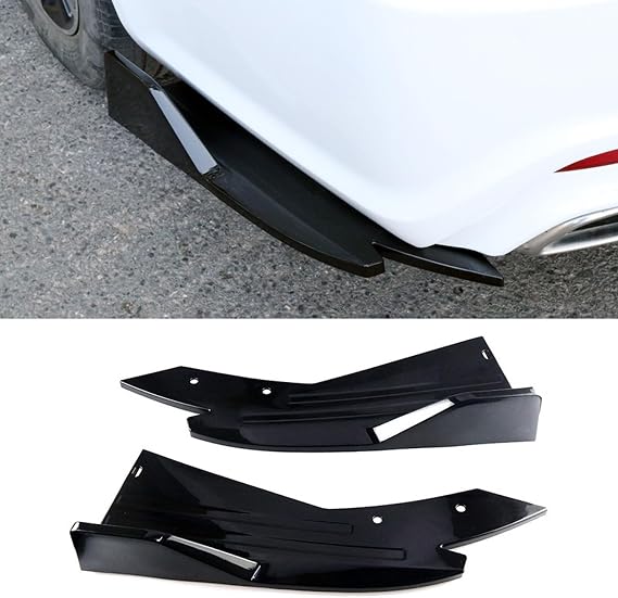 2 Pcs Car Rear Bumper Lip Spoiler for Ford Everest 2015-2025,Diffuser Spoiler Side Fin Corner Splitter Fins Scratch Protector Decoration Accessories,Black-A