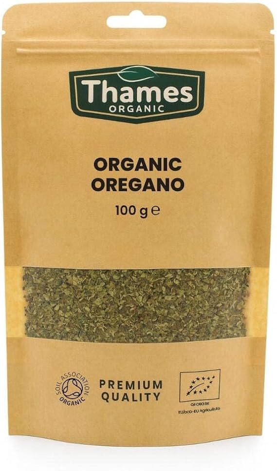 Organic Oregano-Certified Organic, Non-GMO, Vegan, No Additives, No Preservatives, Resealable Bag by Thames Organic 100g