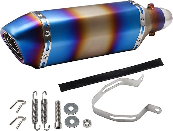 Universal Motorcycle Exhaust Muffler Silencer Compatible with Kawasaki Honda Grom Yamaha Suzuki Motorcycle ATV Scooter Dirt Bike Street Bike 38-51mm 1.5-2" Exhaust Muffler Tip Pipe with DB Killer Blue