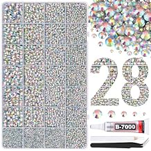 30000Pcs Resin Rhinestones for Bedazzling with B7000 Jewelry Glue, AB Flatback Gems Rhinestones for Crafting, Clothing Tumblers Mugs Shoes Fabric Decor Nail Art