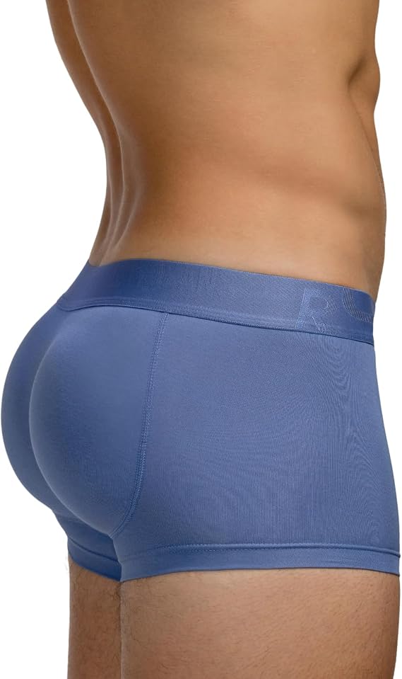 Rounderbum Men's Padded Underwear Trunks with Removable Butt Enhancing Pads - 3 Colors - More Volume Instantly, Short Inseam