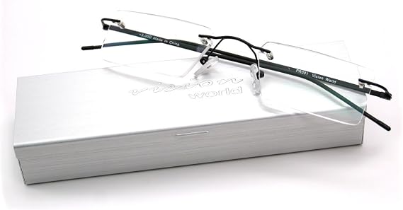 Thin Rectangle Rimless Readers with Anti-Reflective AR Coating (+1.25, Black)