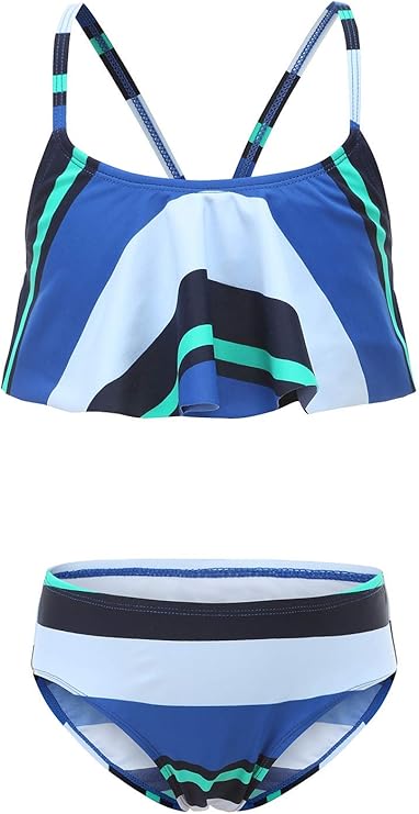 Girls Two Piece Swimsuits Rainbow Bikini Sets Adjustable Strap Bathing Suits