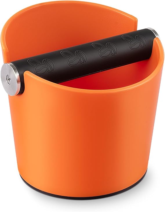 Ideal Swan Coffee Knock Box 4.8 Inch Espresso Knock Box Coffee Bin Barista Accessories Coffee Machine Accessories Shock-Absorbent Barista Style Knock Box with Removable Metal Knock Bar (Orange Box) [Energy Class A]