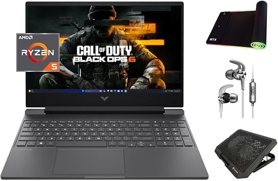 HP Victus Gaming Laptop, 144Hz 15.6" Full HD IPS, Ryzen 5 7535HS (Beats i7-1225U), Radeon RX 6550M GPU, 16GB DDR5 RAM, 1TB SSD, HDMI 2.1, RJ45, Backlit, Win 11