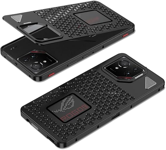 QUIETIP Case Compatible with ROG Phone 9/9 Pro/ROG Phone 8 Pro with Screen Protector,Metal Frame Cover,Black