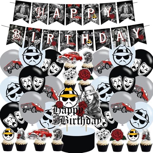 Early 2000s Cartoon Birthday Party Decoration, Yellow, Includes 1 Happy Birthday Banner, Cake Topper, 12 Cupcake Toppers, 18 Latex Balloons with 3 Designs