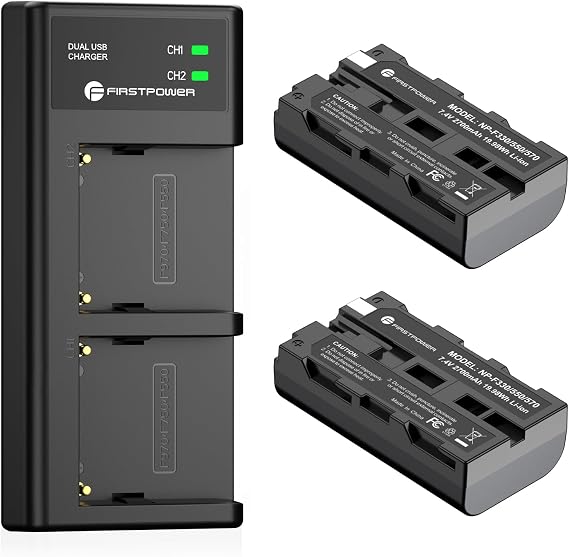 FirstPower NP-F550 Battery 2-Pack and USB Dual Charger for Sony NP-F330
