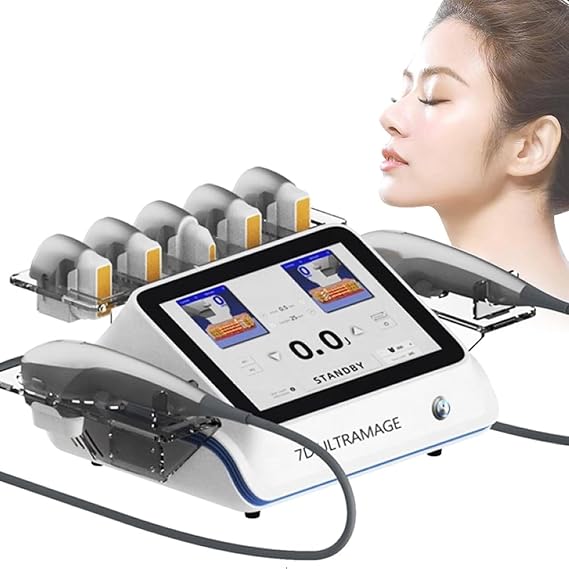 7d Hifu Machine for Facial Lift and Body Shaping, Professional Face & Body Lifting Machine, Facial Beauty Machine with 2 Handles,Safe and Painless for Anti Wrinkle,7heads