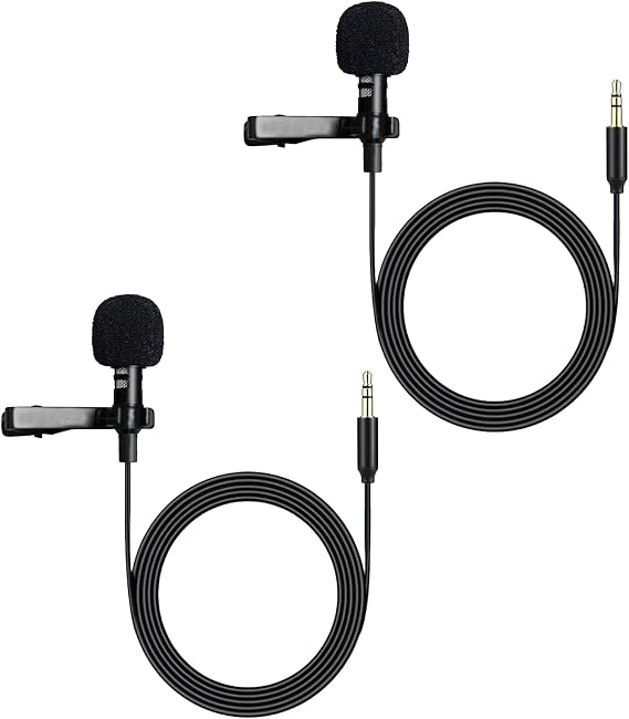 2 Pack Lavalier Lapel Microphone for DJI MIC 2 Wireless Transmitter Transmitter, for Rode GO II 2 Wireless Microphone 3.5 mm TRS Omnidirectional Capacitor Lapel Mini Mic for Vlog Streaming