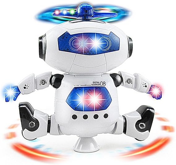 Musical Walking Dancing Robot Toy for Kids, Flashing Lights, 360 Body Spinning, Toddlers Bosys Girls Fun Figure Toy