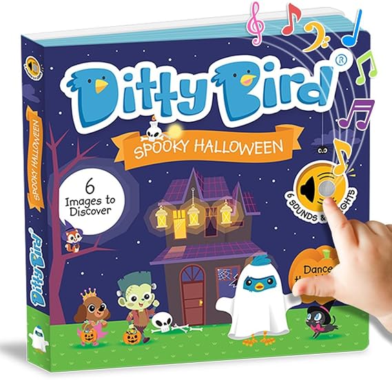 Ditty Bird Spooky Sound Book for Toddlers | Interactive Musical Board Book for Kids 1-3 | Sturdy Baby Sound Book with Fun Halloween Sounds