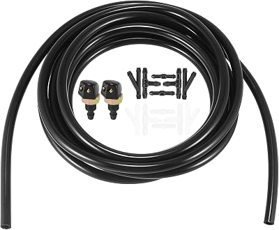 ACROPIX Universal Front Windshield Washer Hose Kit with 3 Meter Washer Fluid Hose 12 Pcs Hose Connectors - Pack of 15 Black