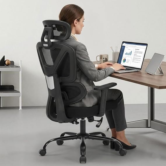 Ergonomic Office Chair Mesh HighBack Adjustable Headrest Arm Lumbar Support