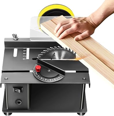 200W Multifunctional Mini Electric Compact Table Saw Rotating Speed 1000-3000rmin, Adjustable 8500 RPM,Precision Metal Wood Cutting Machine,Portable Bench Saw, Power Tool for DIY Woodworking, Acrylic