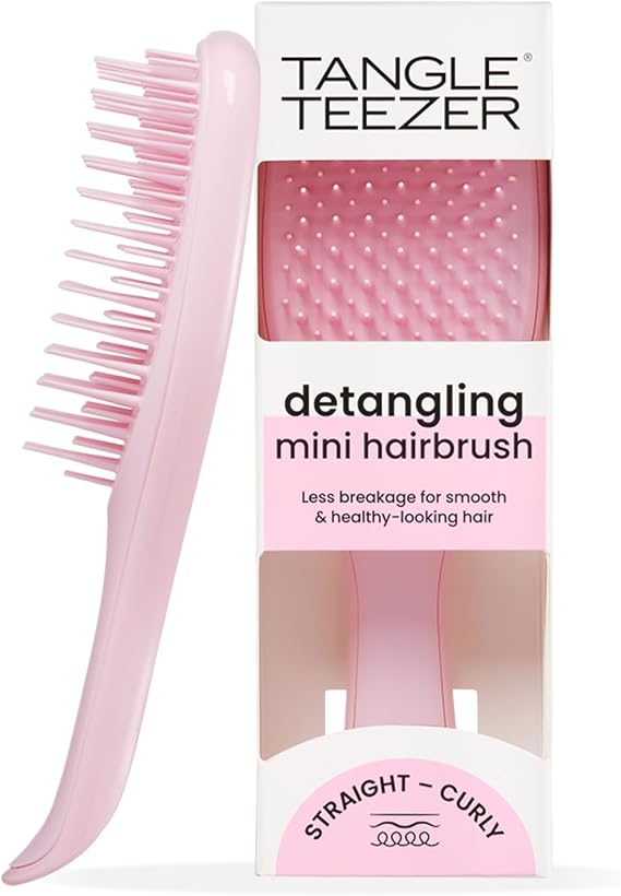 Tangle Teezer Mini Ultimate Detangler - For Wet & Dry Hair - Detangling Brush for All Hair Types - Perfect Brush For Kids & Travel - Millenial Pink