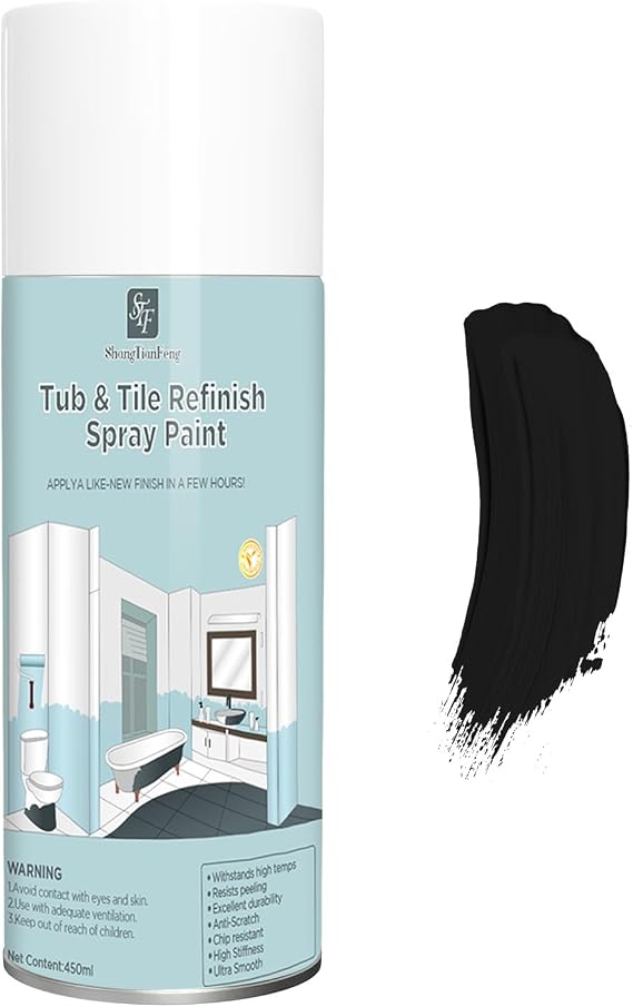 450ML Black Tile Ceramic Spray Paint, Fiberglass, Kitchen Countertops, Walls, Bathtubs, Vases, Electrical Appliances And Other Surfaces, Suitable For DIY Renovation Of Wood, Ceramic Surfaces, Electrical Appliances, Metal Surfaces, Etc., With Super Strong Adhesion