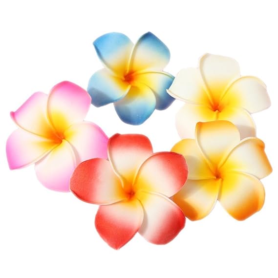 10 Pcs 5CM Artificial Hawaiian Plumeria Flower Hair Clips Hair Accessories for Beach Fancy Dress