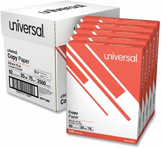 Universal 11289 Copy Paper Convenience Carton, 92 Brightness, 20lb, 8 1/2 x11, White (Case of 2500 Sheets)