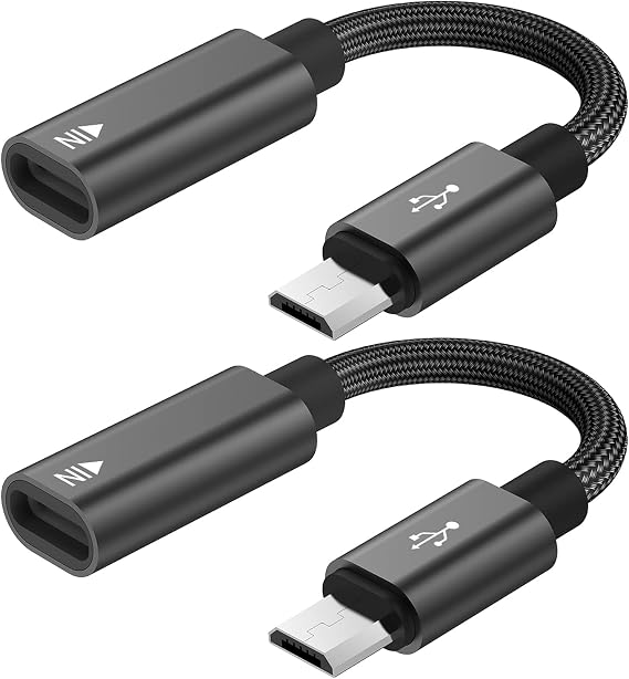 USB C to Micro USB Adapter, KUXIYAN (2 Pack) Type C Female to Micro USB Male Charger Connector Support Charge & Sync Compatible with Samsung Galaxy S7 Edge S6, LG Nexus 5 4 and Micro USB Devices-Black