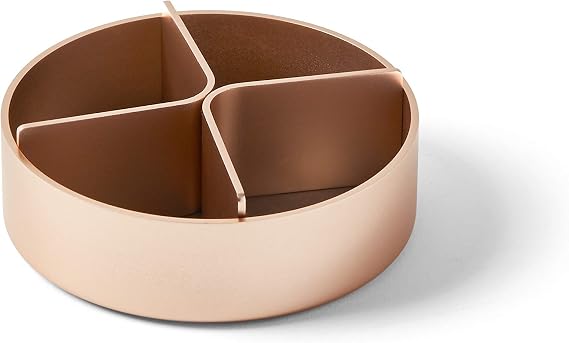 Lexon City Desk Tray Round 4 Compartments, Aluminum Finishing - Soft Gold